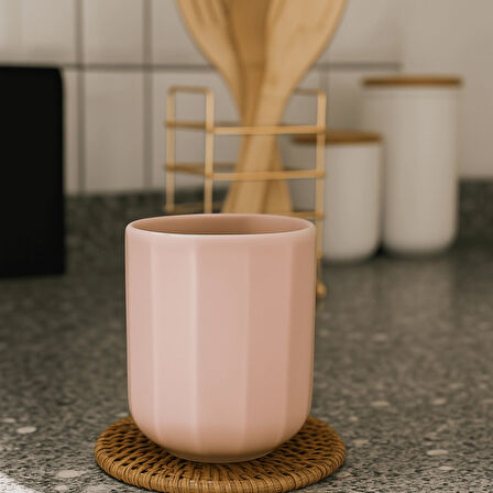 Bevel Pembe Seramik Kulpsuz Mug