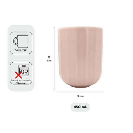 Bevel Pembe Seramik Kulpsuz Mug