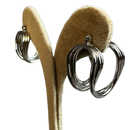 Uretti - İREM 3914 1857 Zarif Gümüş Renk Çelik Sarmal Küpe