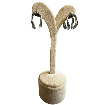 Uretti - İREM 3914 1857 Zarif Gümüş Renk Çelik Sarmal Küpe