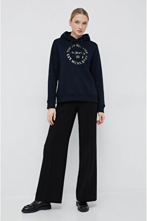 Baskı Kapşonlu Pamuklu Sweatshirt