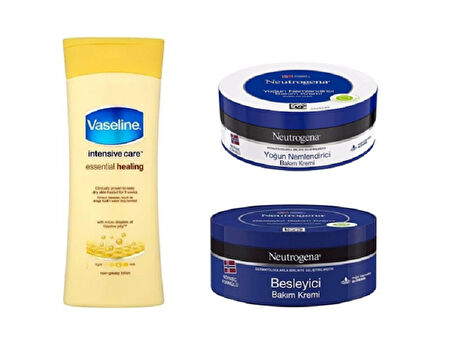 Vaseline Losyon + Neutrogena Yoğun & Besleyici Krem 3'lü Nemlendirici Bakım Seti