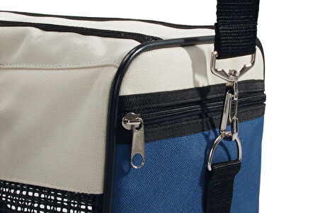 Beeztees Köpek Taşıma ve Seyahat Çantası, Krem/Mavi, 43x25x27cm