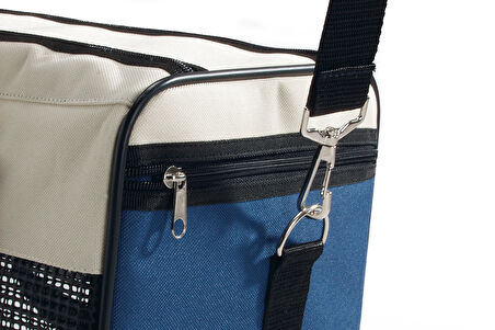 Beeztees Köpek Taşıma ve Seyahat Çantası, Krem/Mavi, 43x25x27cm