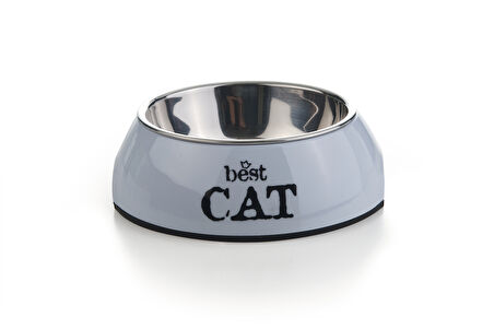 Beeztees Kedi Mama Su Kabı, Paslanmaz Çelik, Gri, 14cmx4,5cm, 160ml
