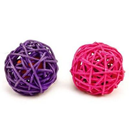 Beeztees Rattan Kedi Topu 2'li Pembe-Mor
