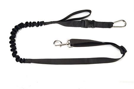 Beeztees Köpek Yürüyüş ve Koşu Şok Emicili Gezdirme Kayışı ve Bel Kemeri, Siyah, 100-130cm, 25mm