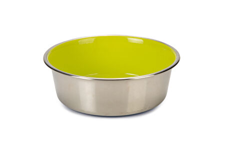 Beeztees Köpek Mama Su Kabı, Paslanmaz Çelik, İçi Sarı, 16cm, 940ml