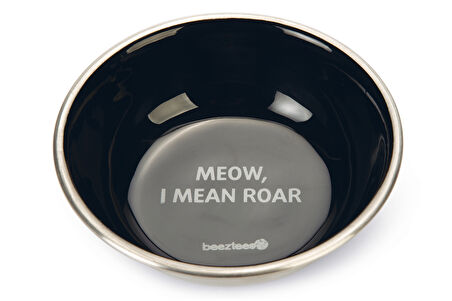 Beeztees Kedi Mama Su Kabı, Paslanmaz Çelik, Siyah, 13cm, 350ml