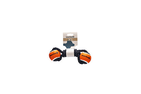 Beeztees Köpek Oyuncağı, Diş İpi ve İki Tenis Topu, Siyah, 22x7x6,3cm, 195gr