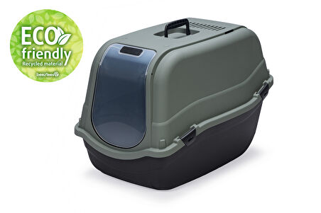 Beeztees Kapalı Kedi Tuvaleti, Koku Filtreli, Antrasit Koyu Mavi, 64x44x46cm