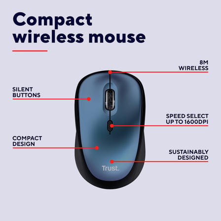 Trust 24551 Yvi+Sessiz Kablosuz Mouse-M