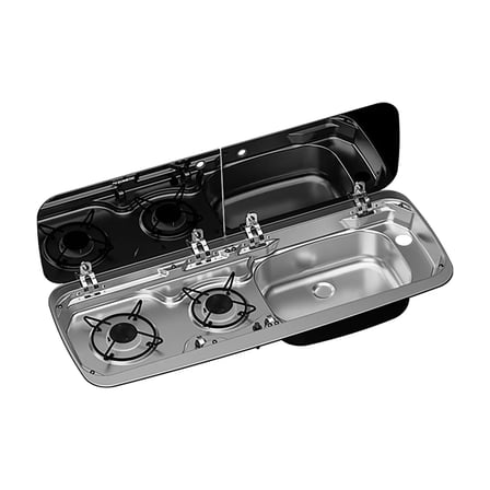 Dometic SMEV MO 9222R 2 Gözlü Ocak Evye Kombinasyonu, Cam Kapaklı, Evye Sağda (9600037324)