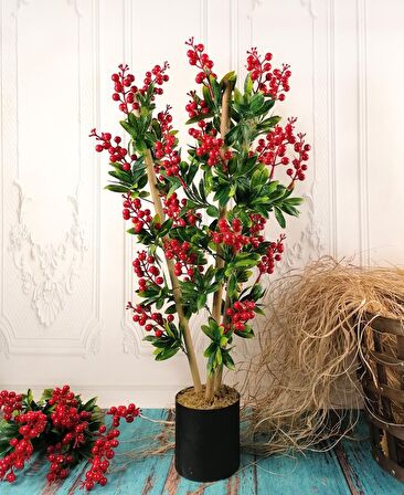 Yapay Ağaç Kokina Ağacı 75CM Gür Yapraklı Gümüş Paslanmaz Aleminyum Saksılı
