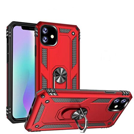 Gpack Apple iPhone 11 Kılıf Vega Standlı Yüzüklü MıknatıslıNano Glass