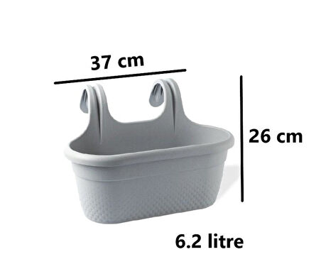 Omnipazar KRS-350 Dekoratif Plastik İnci Askılı Balkon Saksı 6.2 Litre