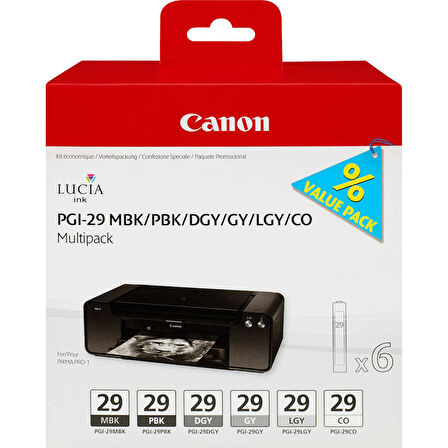 Canon PGI-29-4868B018 MBK-PBK-DGY-GY-LGY Orijinal Kartuş Paketi