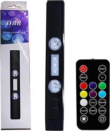 Gaman D88 Şarjlı 22cm Çubuk Led - RGB Uzaktan Kumandalı Led Işık Şarjlı - Usb Girişli