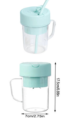 Şarjlı Taşınabilir Pipetli Bardak Blender 420 ML Smoothie Milkshake Meyve Mama Karıştırıcı Mikser