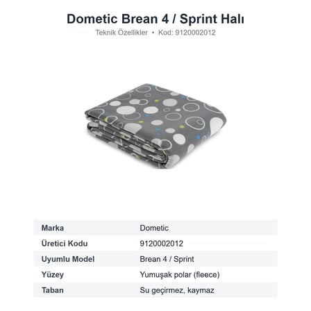 Dometic Brean 4 / Sprint Çadır Halısı Fleece Polarlı Ölçüsüne Özel (9120002012)