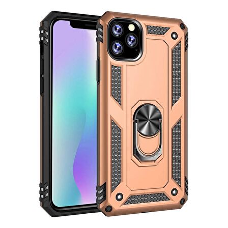 Gpack Apple iPhone 11 Pro Kılıf Vega Standlı Yüzüklü MıknatıslıNano Glass