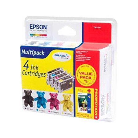 Epson T044140BA Dörtlü Kartuş Seti + 20 Adet Fotoğraf Kağıdı