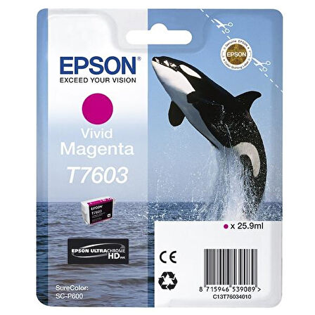 Original Epson T7603 vivid magenta ink cartridge.