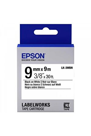 Epson LK-3WBW Strong Siyah Üzeri Beyaz 9MM 9Metre Etiket