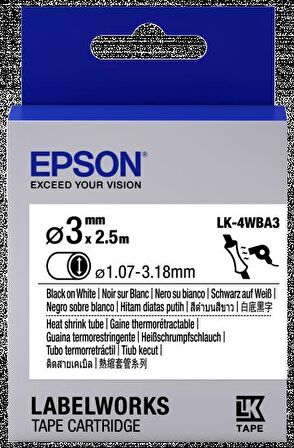 Epson LK-4YBA3 Isıyla Daralan Siyah Üzeri Sarı 3MM 2,5Metre Etiket