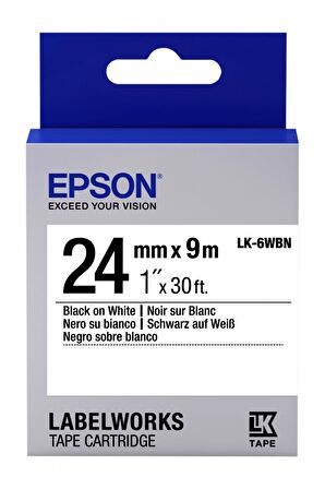 Epson LK-6WBN Standard Siyah Üzeri Beyaz 24MM 9Metre Etiket