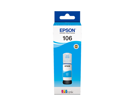 Epson 106 EcoTank Mavi Mürekkep Şişesi, 70 ml. L7160/L7180 (C13T00R240) Cyan