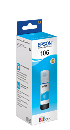 Epson 106 EcoTank Mavi Mürekkep Şişesi, 70 ml. L7160/L7180 (C13T00R240) Cyan