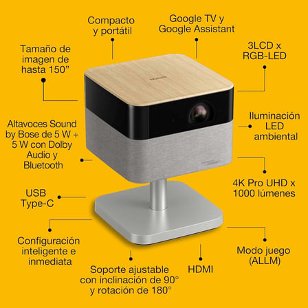 EPSON Lifestudio Flex Plus EF-72 4K PRO-UHD 1000 Lümen Google TV Akıllı Projeksiyon Cihazı