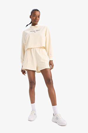 DeFactoFit Oversize Geniş Kalıp Polo Yaka Baskılı Sporcu Sweatshirt D7133AX25SPER109
