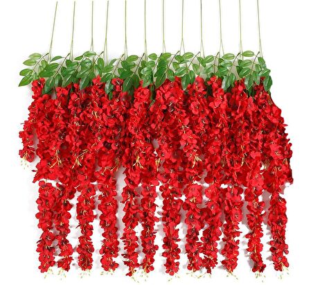 Sarkan Yapay Çiçek Akasya KIRMIZI 80 cm 3 Sarkan Dallı 12 ADET BAĞ