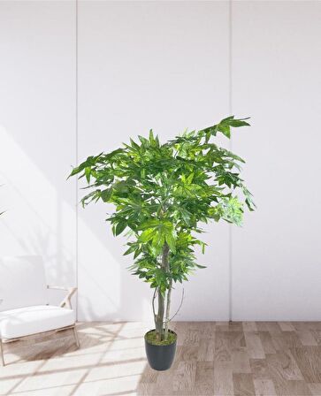 Yapay Ağaç Yeşil Çınar Ağacı100x70cm Siyah Plastik Saksılı