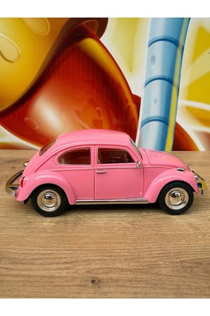 Sürtmeli Sesli Işıklı Oyuncak Vosvos Araba Açılan Kapı Ve Kaput Vosvos Model Araba Pembe