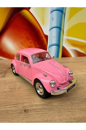 Sürtmeli Sesli Işıklı Oyuncak Vosvos Araba Açılan Kapı Ve Kaput Vosvos Model Araba Pembe