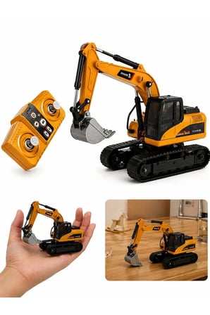 Şarjlı Mini METAL Kepçe 1:64 Ölçek Uzaktan Kumandalı Kepçe Metal 9 Kanallı Full Fonskiyonlu