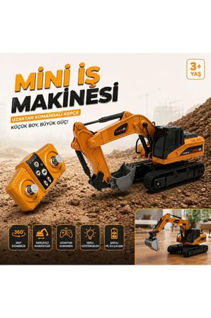 Şarjlı Mini METAL Kepçe 1:64 Ölçek Uzaktan Kumandalı Kepçe Metal 9 Kanallı Full Fonskiyonlu