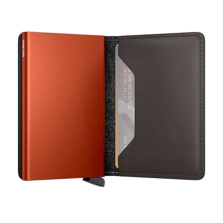Secrid Slimwallet Matte Kartlık Cüzdan, Kahve-Turuncu