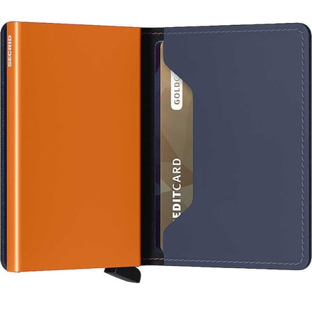 Secrid Slimwallet Matte Kartlık Cüzdan, Gece Mavisi-Turuncu