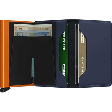 Secrid Slimwallet Matte Kartlık Cüzdan, Gece Mavisi-Turuncu