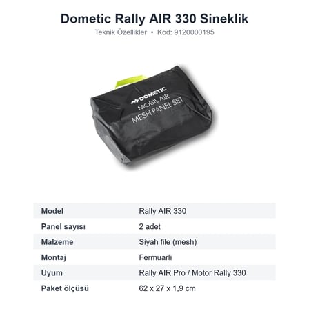 Dometic Rally AIR 330 Şişme Ön Çadır Sineklik Panel Seti, 2 Parça (9120000195)
