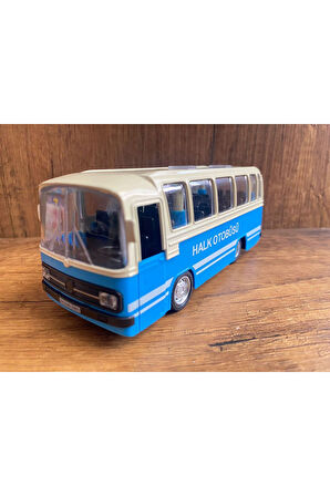 1/27 Ölçek Nostalji Halk Otobüsü Sesli Ve Işıklı Oyuncak Halk Otobüsü Mavi Eski Model Otobüs Diecast