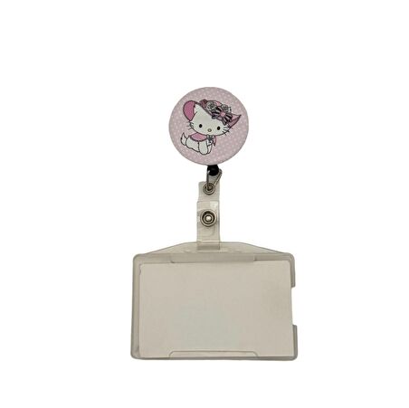 Hello Kitty Temalı Metal Yoyo Kartlık Yoyo Yaka Kartlığı