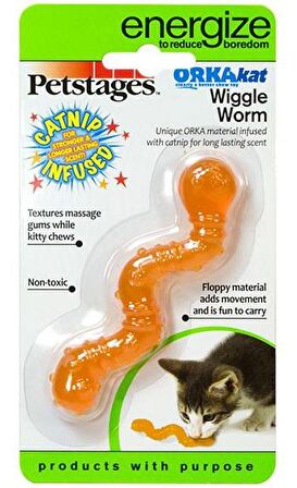 Petstages Orka Cat Wiggle Worm Catnipli Çiğneme Kedi Oyuncağı 10 cm