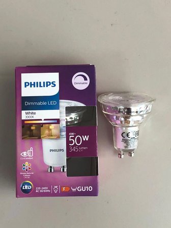 10 Adet Philips 4W =50W 345 Lumen 3000K Sarı Dimli  GU10 Led Spot 15.000 Saat