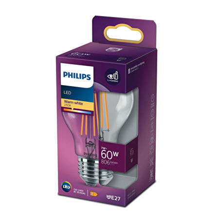 PHILIPS FILAMENT 60W AMPUL SARI IŞIK 2700K