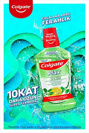 Colgate Plax Çay ve Limon Plağa Karşı Alkolsüz Ağız Bakım Suyu 500ML 2li Set